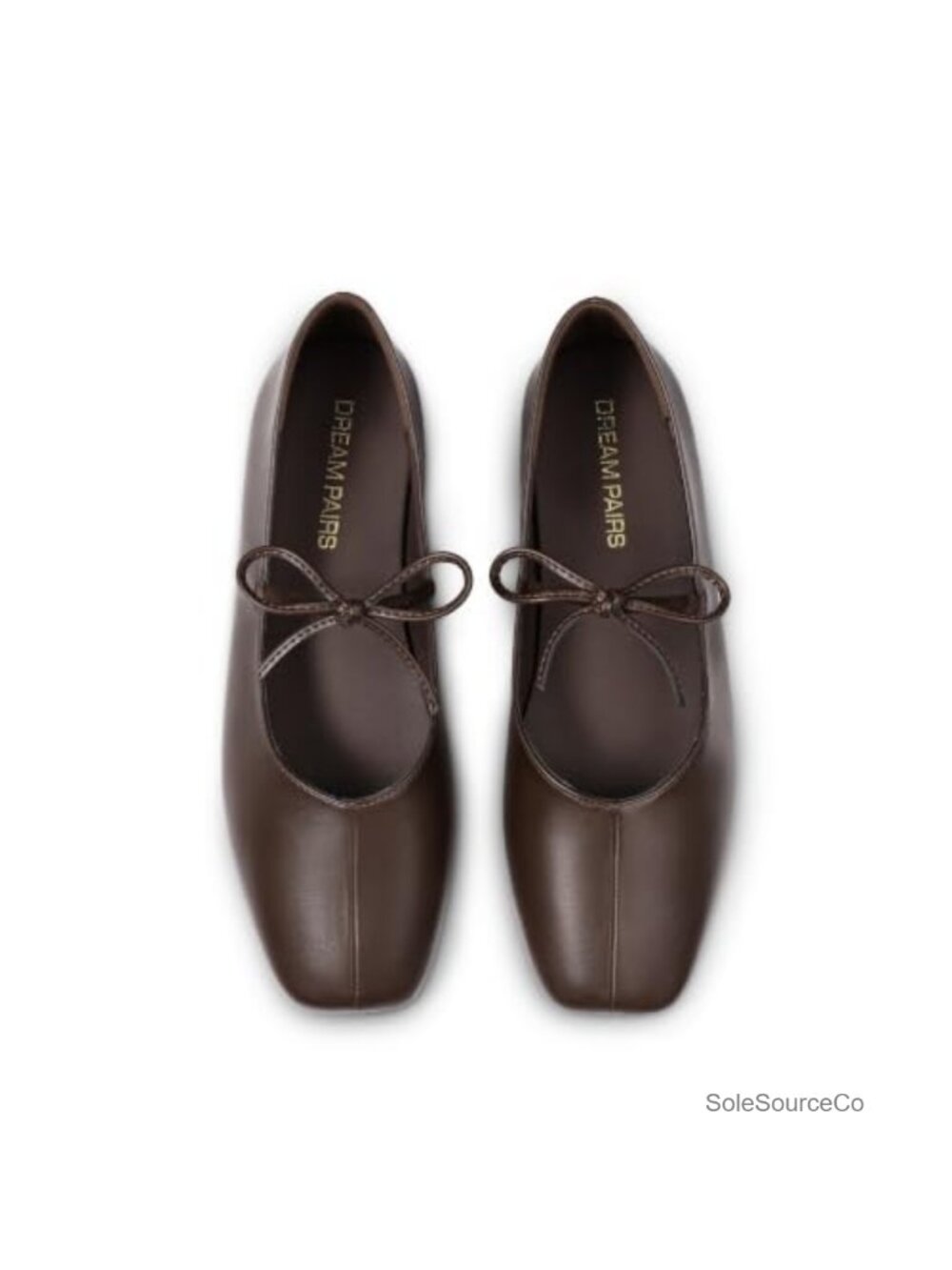 Women's Square Toe Mary Jane Ballet Flats with Bow Detail